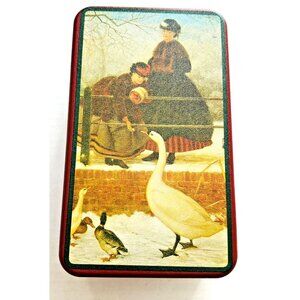 1992 House of Lloyd Tin Box Victorian Era Mother Goose & Ducks Winter Scene NEW!